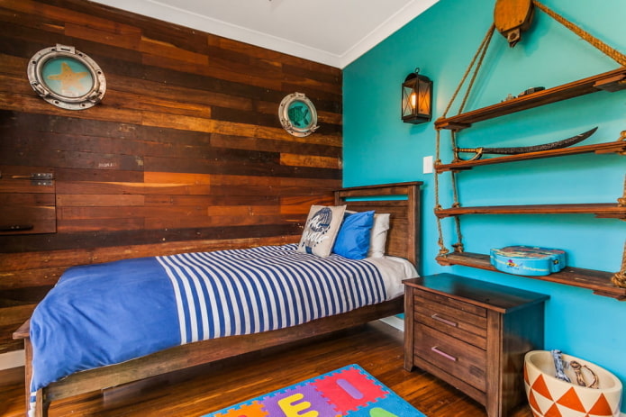kleurenschema van een kinderkamer in maritieme stijl