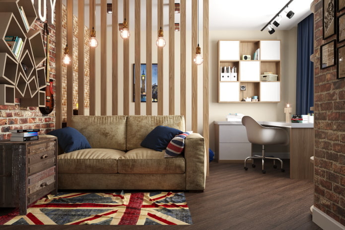 meubels in het interieur van een kinderkamer in industri?le stijl