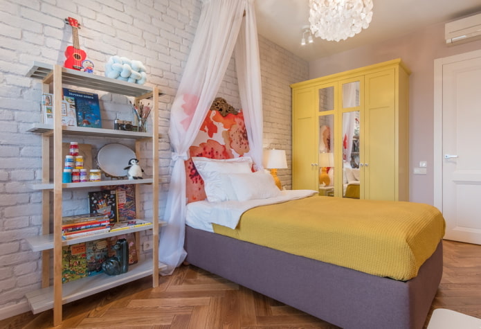 interieur van een meisjeskamer in loftstijl