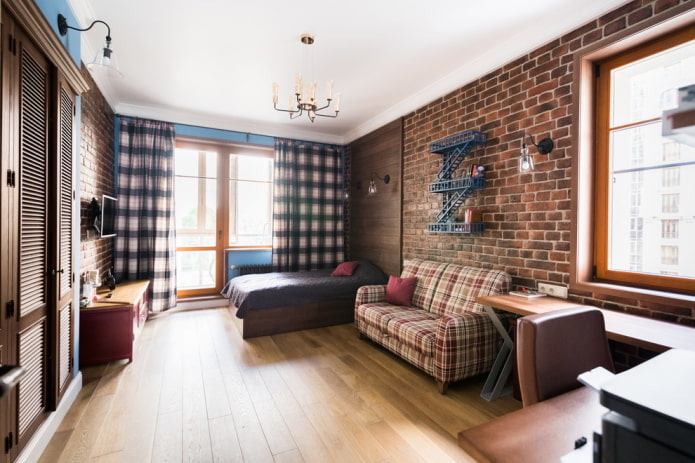 interieur van een tienerkamer in loftstijl