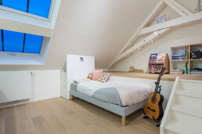 interieur van een tienerkamer in loftstijl
