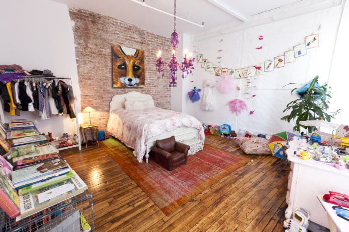 loft-stijl kinderkamer voor meisjes