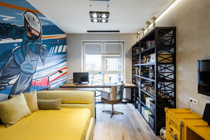 interieur van een tienerkamer in loftstijl