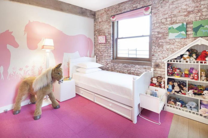 loft-stijl kinderkamer voor meisjes