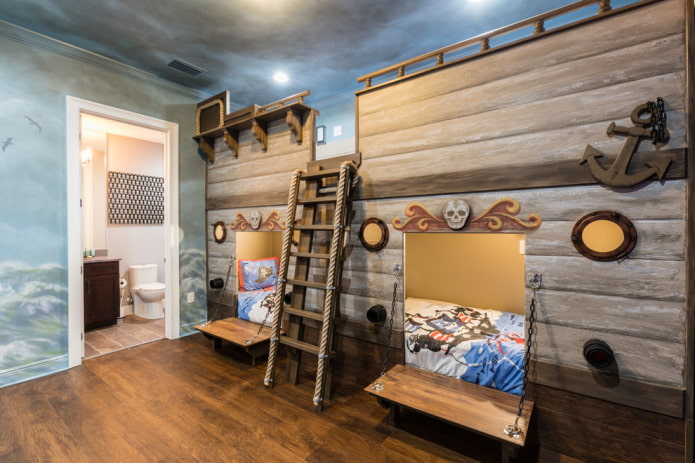 stapelbed-schip in de kinderkamer
