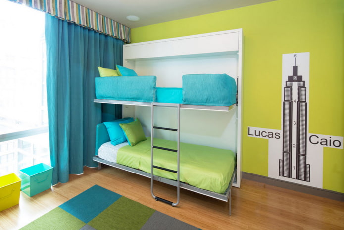 stapelbed-transformator in een kinderkamer