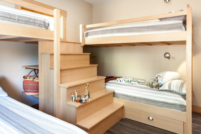 tweelaags model met ladder in de kinderkamer