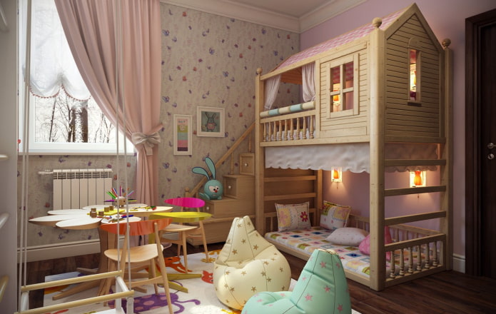 tweelaags model in de kinderkamer voor meisjes