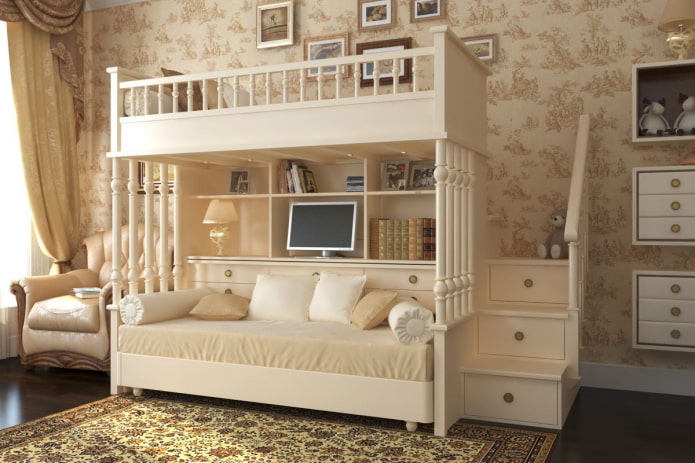 tweelaags model in een kinderkamer in klassieke stijl
