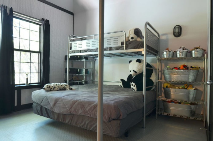 stapelbed in een kinderkamer in loft-stijl