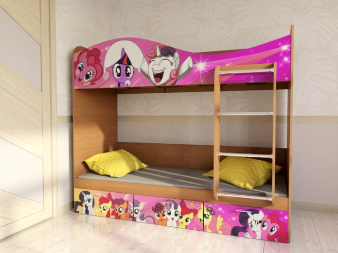 stapelbedmodel met afbeeldingen in de kinderkamer