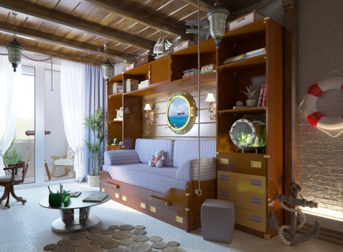 kleurenschema van een kinderkamer in maritieme stijl