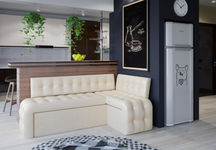opklapbare bank in het keukeninterieur
