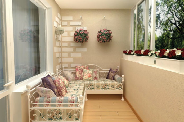 hoekbank in het interieur van de loggia