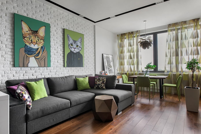 bankmodel met ottoman in het interieur van de woonkamer