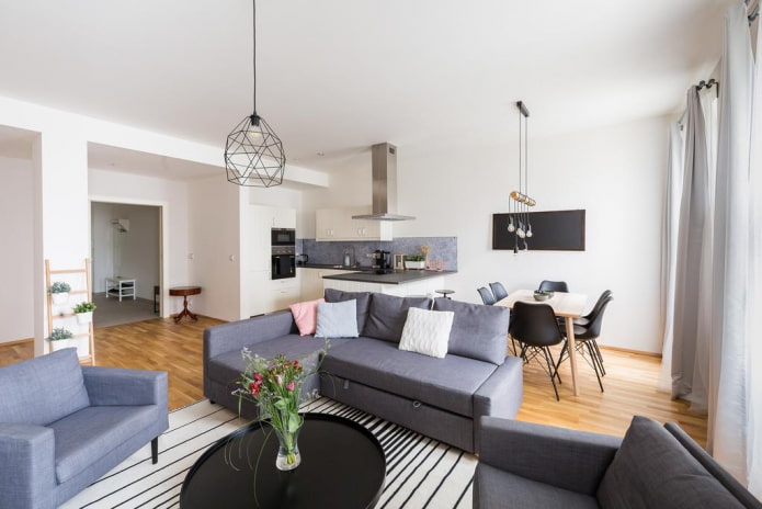 bankmodel met ottomane in het interieur