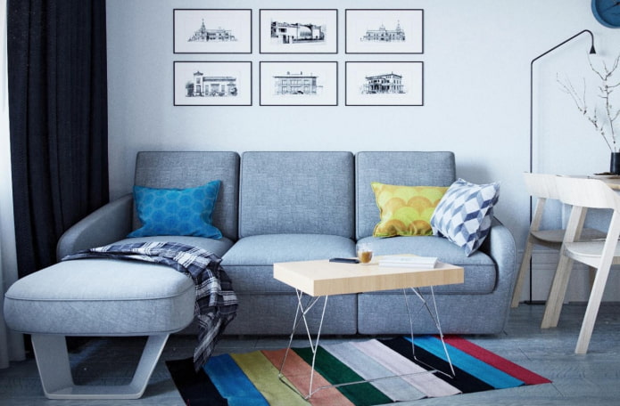 bankmodel met een uittrekbare ottoman in het interieur
