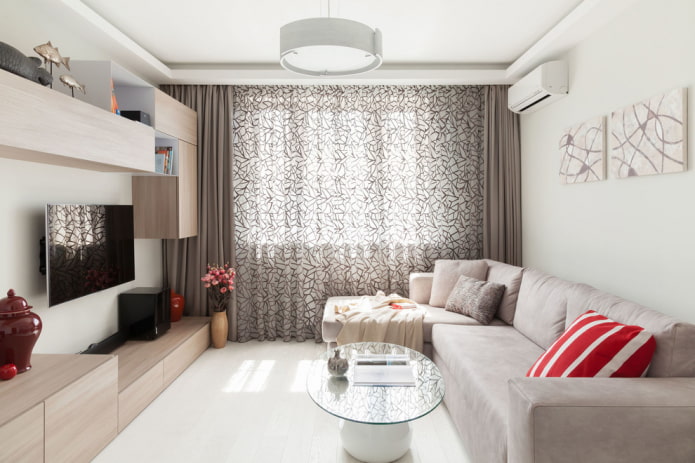 Hoekbank in een sneeuwwitte woonkamer