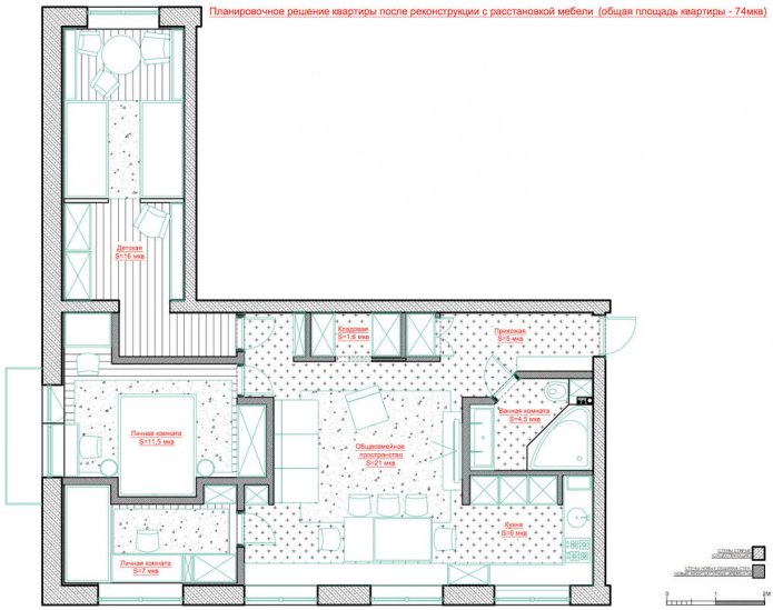 72 m? appartementindeling