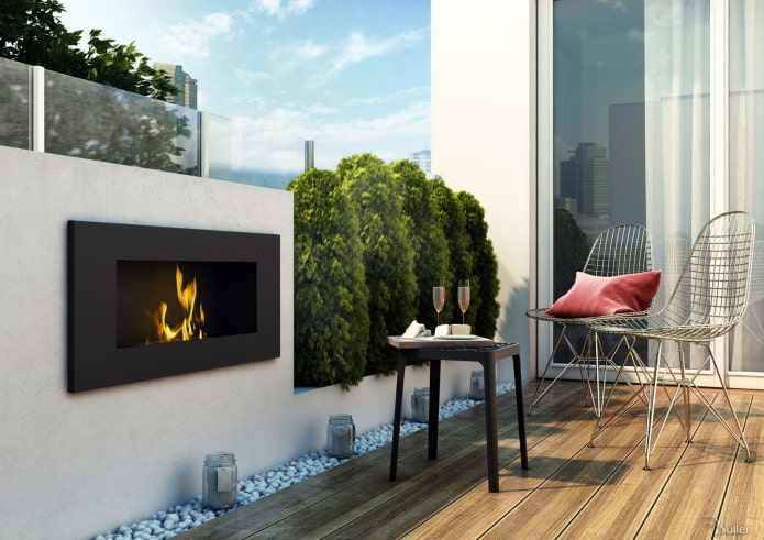 open haard op het balkon