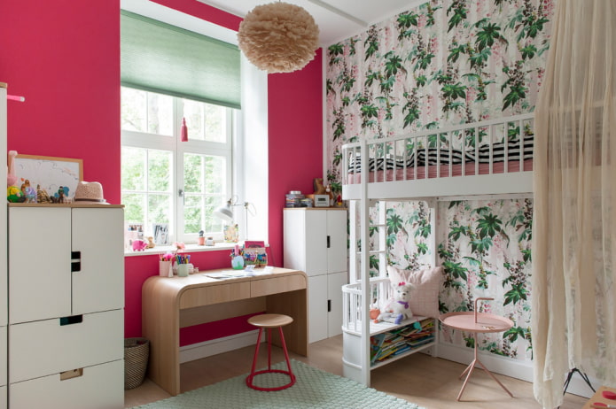 opstelling van meubels in een kinderkamer van 10 vierkante meter