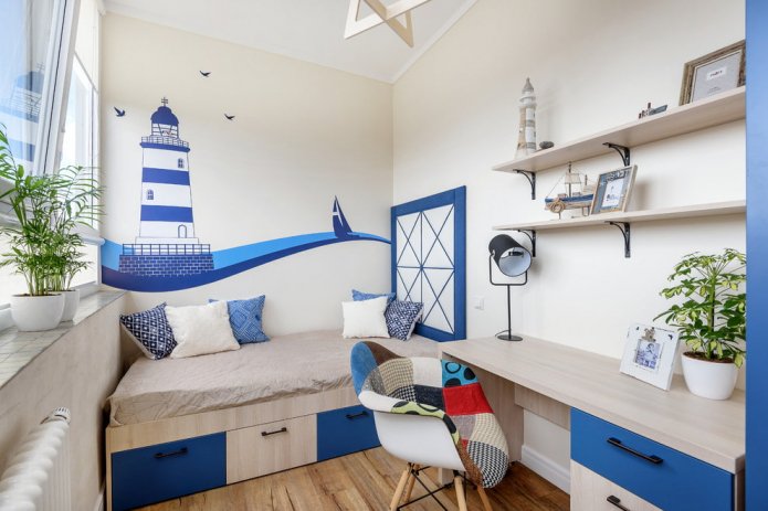 Kinderkamer voor een schooljongen