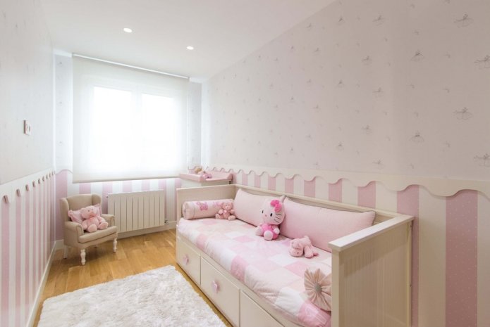 interieur van een slaapkamer van 9 vierkante meter voor een meisje