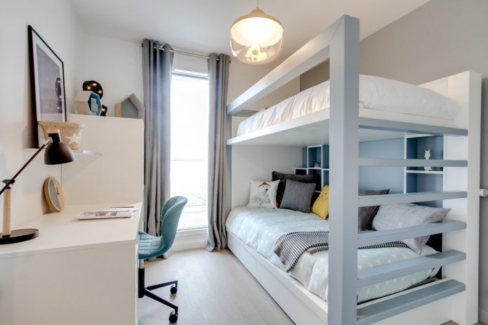 inrichting van een kinderkamer met 9 vierkante kamers
