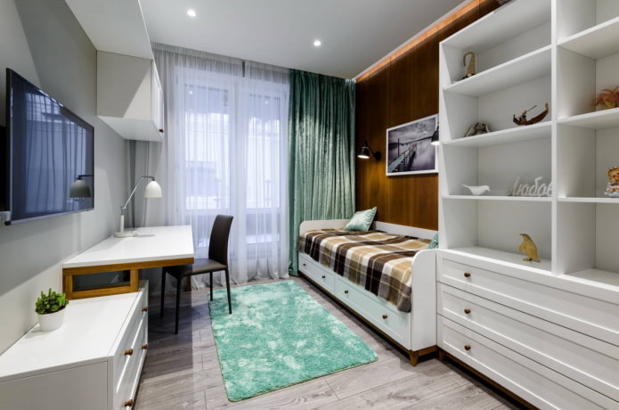 Kamer in hout en minttinten