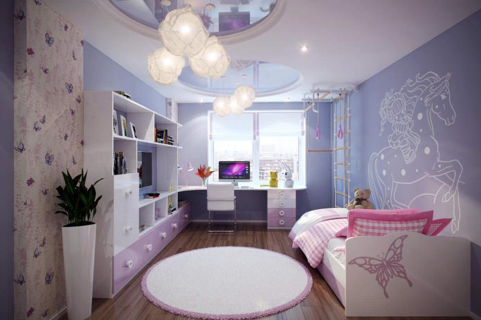 gecombineerd wit en paars plafond