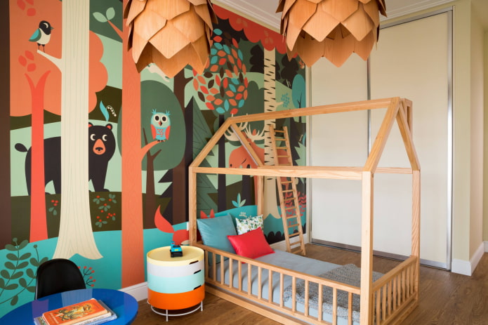 geschilderde muur in een kinderkamer