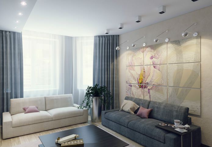 Interieur van een woonkeuken in moderne stijl