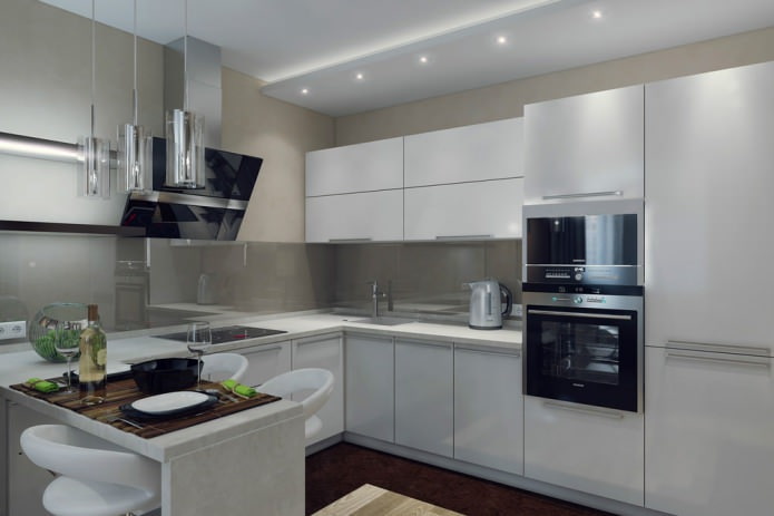 Interieur van een keuken-woonkamer in moderne stijl