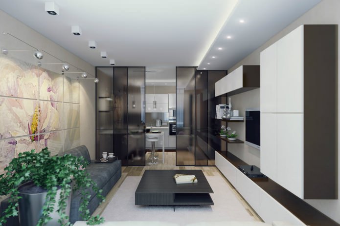 Interieur van een woonkeuken in moderne stijl