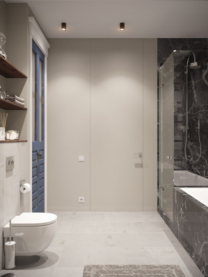 interieur van een badkamer gecombineerd met een toilet