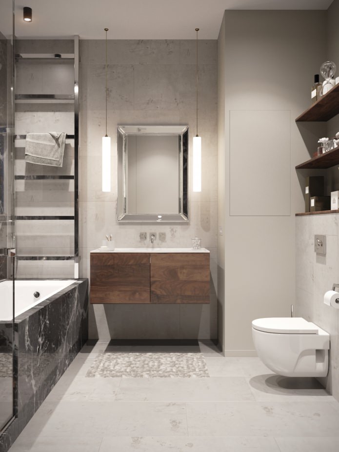 interieur van een badkamer gecombineerd met een toilet
