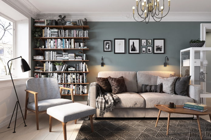 Woonkamerontwerp in een tweekamerappartement
