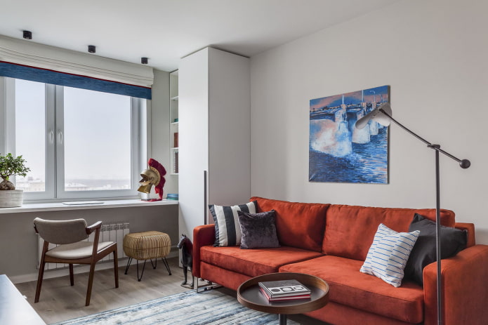 Woonkamerontwerp in een tweekamerappartement