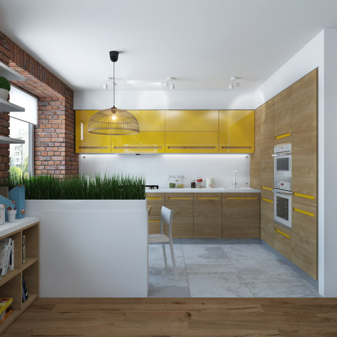 Keukenhoekontwerp in een tweekamerappartement