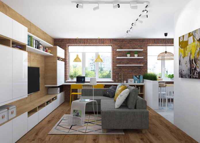 Woonkamerontwerp in een tweekamerappartement