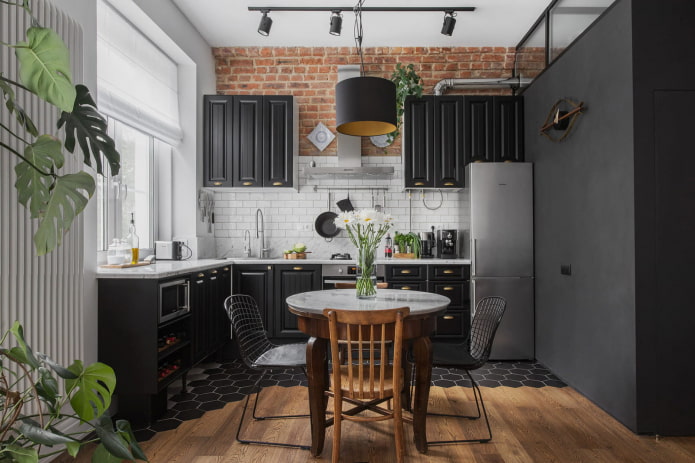 Keukenhoekontwerp in een tweekamerappartement