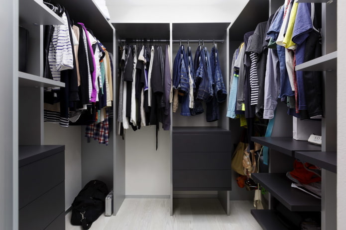 layout of a U-formed closet