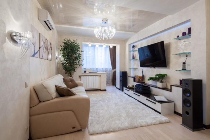 ontwerp van een woonkamer van 16 vierkante meter