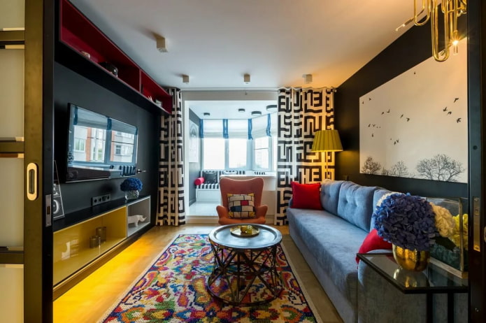 Ontwerp van een woonkamer van 16 vierkante meter