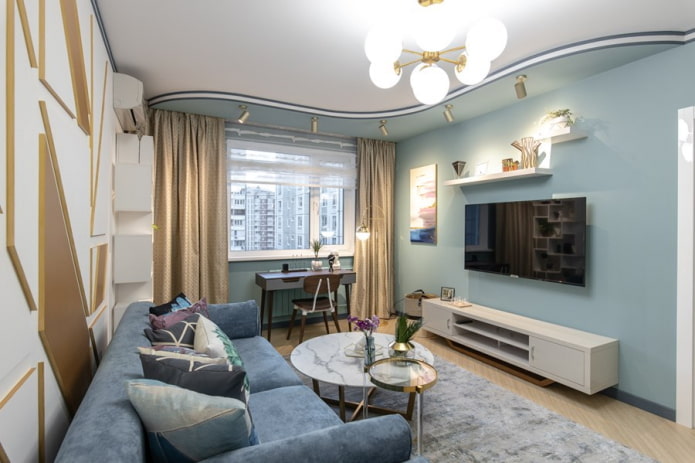woonkamer in blauwe tinten