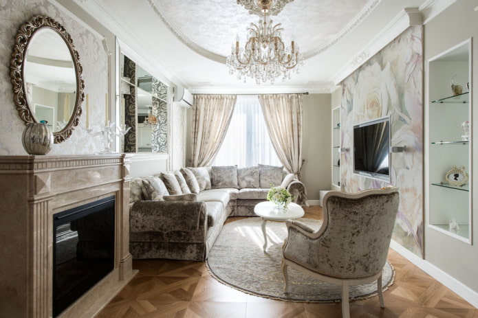 woonkamer van 18 vierkante meter in een klassieke stijl