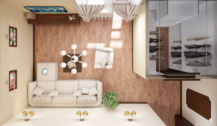 Woonkamer met kleedkamer