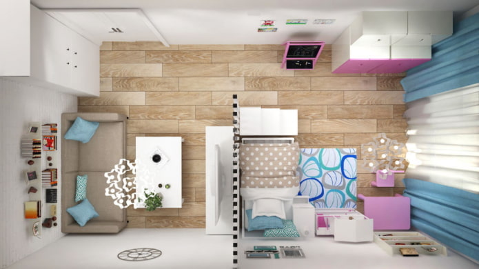 Woonkamer met kinderkamer