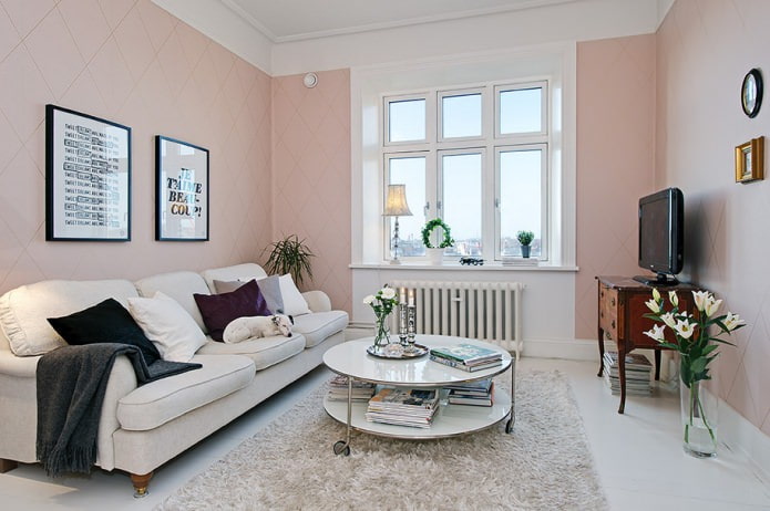 Woonkamer in Scandinavische stijl