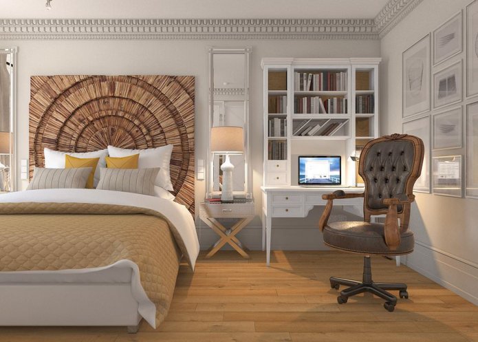 slaapkamer met werkplek
